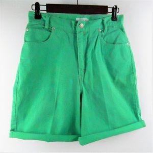 Vintage Skoozi high waisted green long shorts 80s